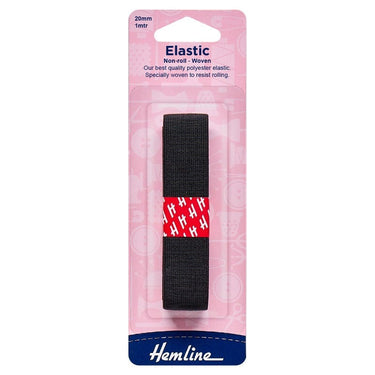 Hemline Quilting Accessories Elastic: Woven Non-Roll: Black: 1m x 20mm  - The Sewing Studio for sale UK - The Sewing Studio