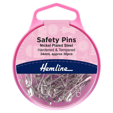 Hemline Quilting Accessories Safety Pins: 34mm: Nickel: 30 Pieces  - The Sewing Studio for sale UK - The Sewing Studio