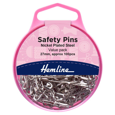 Hemline Quilting Accessories Safety Pins: Value Pack: Nickel: 100 Pieces  - The Sewing Studio for sale UK - The Sewing Studio