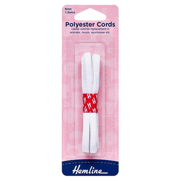 Hemline Ropes and Twine Polyester Cord White 1.5m x 6mm  - The Sewing Studio for sale UK - The Sewing Studio