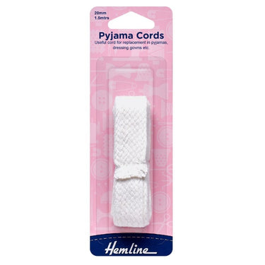 Hemline Ropes and Twine Polyester Pyjama Cord White 1.5m x 20mm  - The Sewing Studio for sale UK - The Sewing Studio