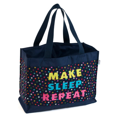 HobbyGift Bags Craft Tote Bag: Make Sleep Repeat: Blue cotton  - The Sewing Studio for sale UK - The Sewing Studio
