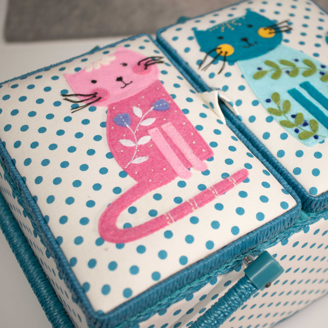 HobbyGift Sewing Tins and Boxes Sewing Box Large Twin Lid Appliqué Cats  - The Sewing Studio