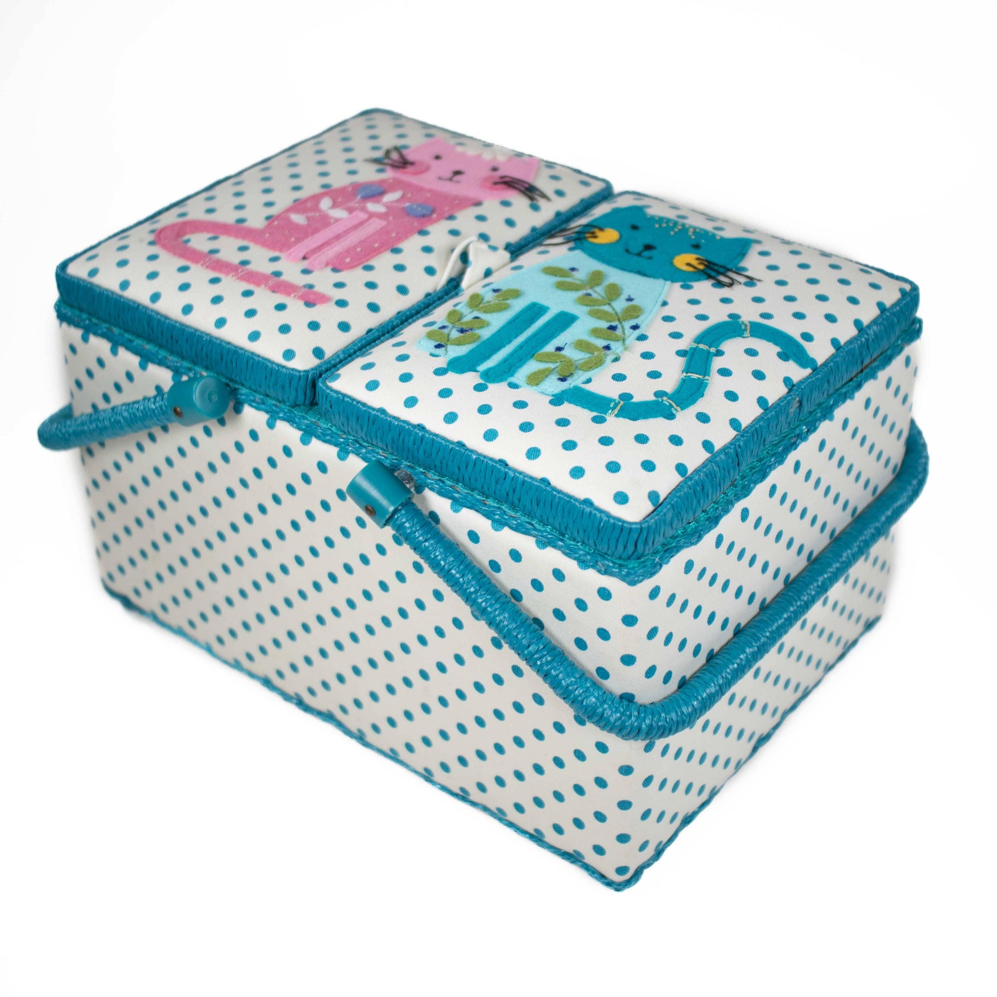 HobbyGift Sewing Tins and Boxes Sewing Box Large Twin Lid Appliqué Cats  - The Sewing Studio