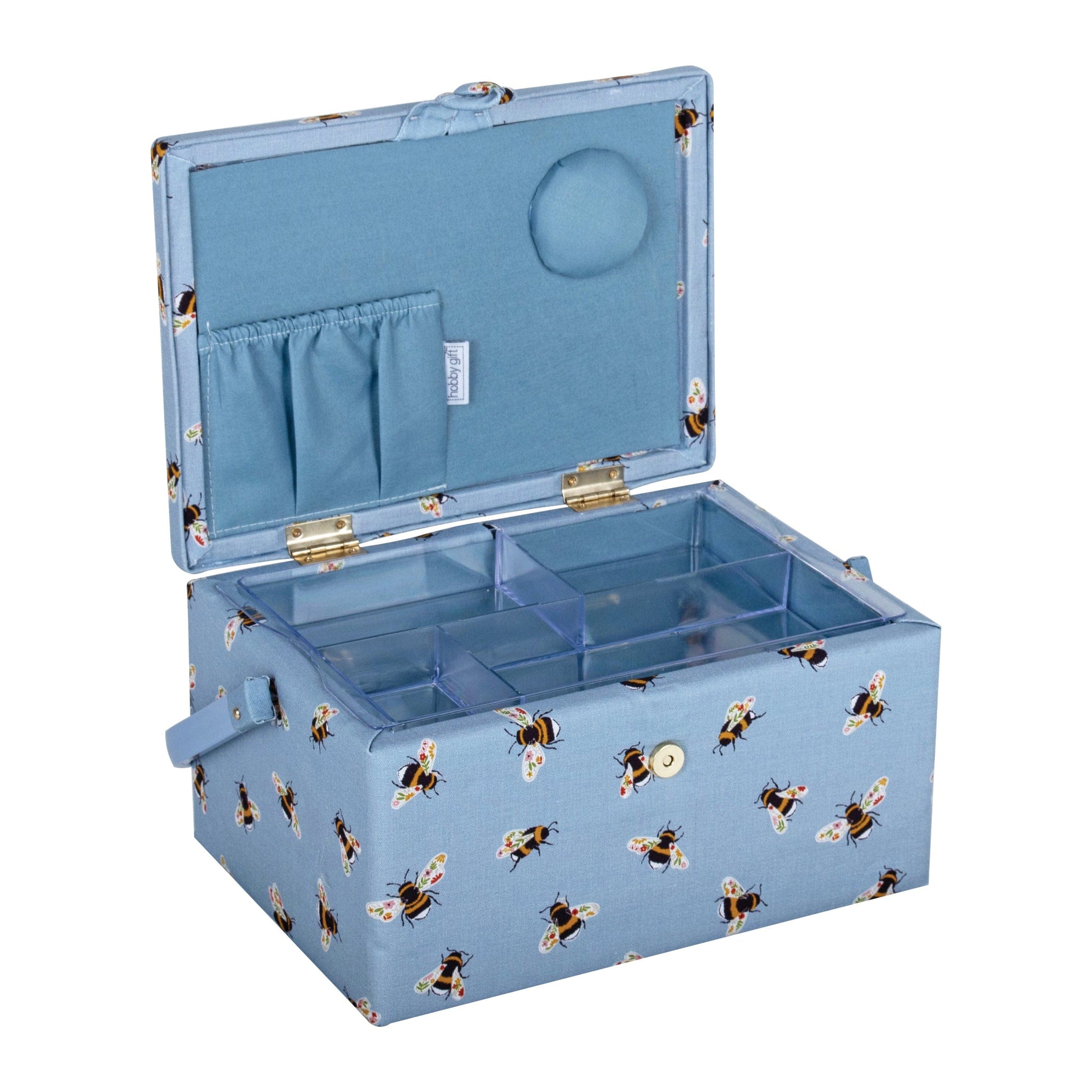 HobbyGift Sewing Tins and Boxes Sewing Box Medium Blue Bees  - The Sewing Studio