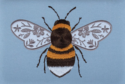 HobbyGift Sewing Tins and Boxes Sewing Box Medium Embroidered Blue Bees  - The Sewing Studio