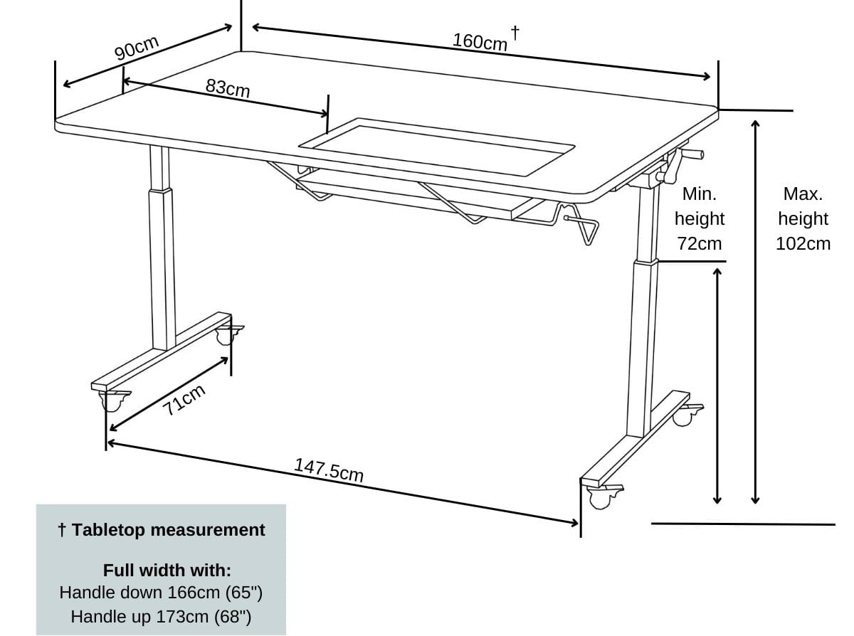 Horn Sewer’s Vision Table Mk2 White | Height‑Adjustable Sewing Table