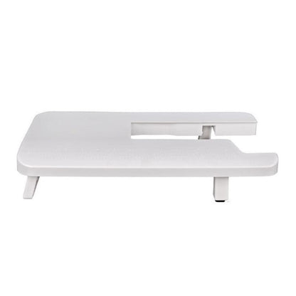 A white adjustable desk monitor stand with a padded top surface and metal legs, shown on a plain white background.