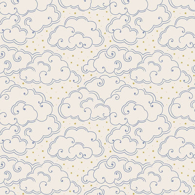 Lewis And Irene Celestial Clouds On Cream With Gold Metallic A758-1
