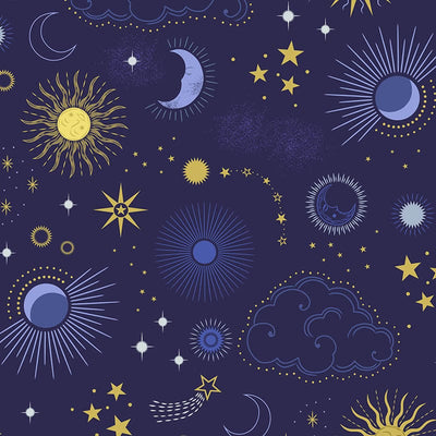Lewis And Irene Celestial Skies On Midnight Blue With Gold Metallic A754-2