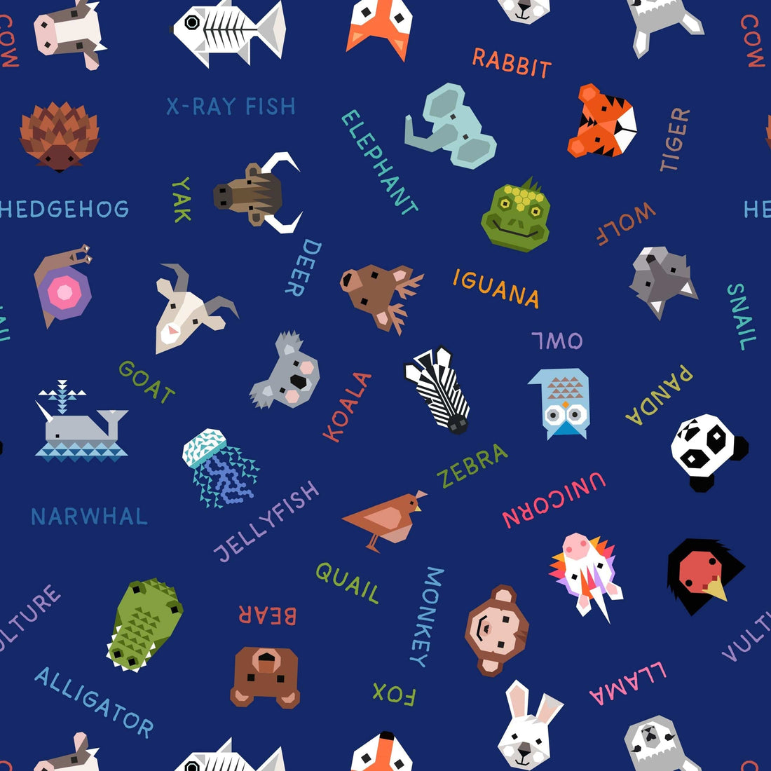 Multi-coloured Animals Lewis and Irene Fabric Lewis & Irene Animal Alphabet - The Sewing Studio