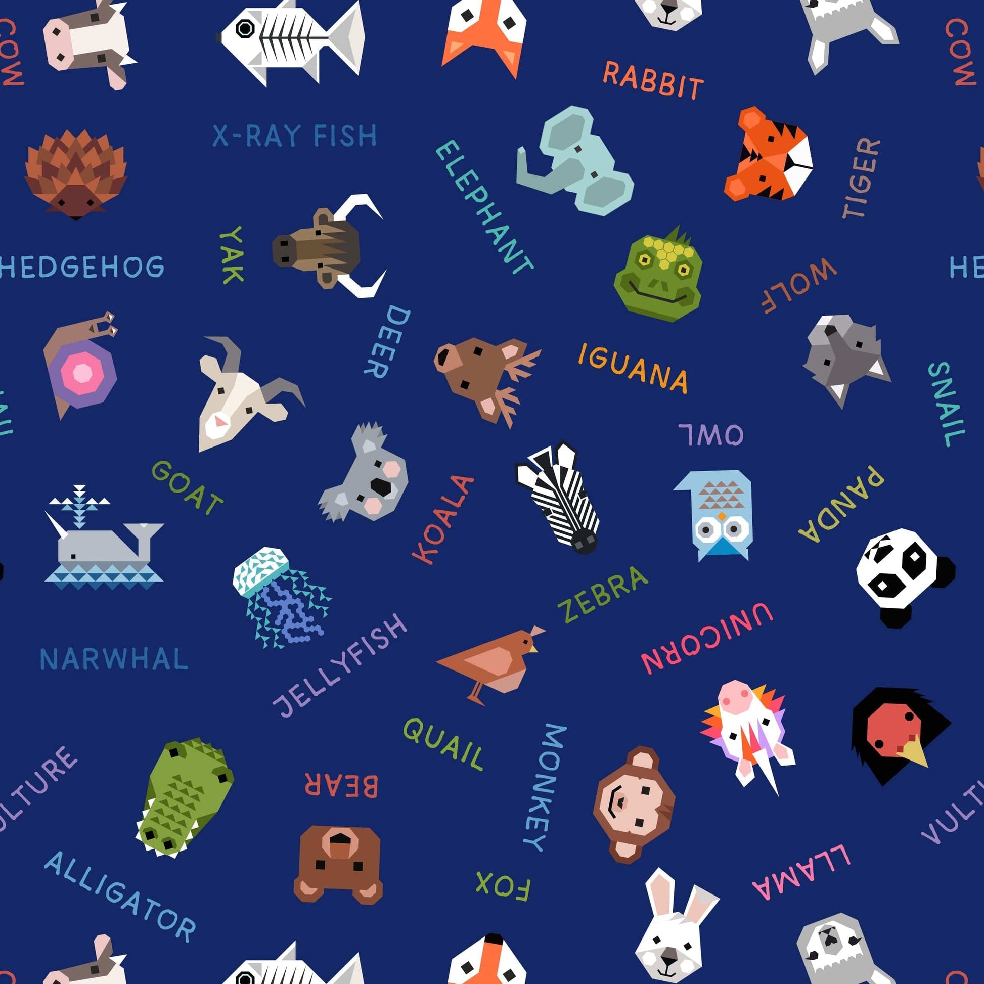 Multi-coloured Animals Lewis and Irene Fabric Lewis & Irene Animal Alphabet - The Sewing Studio
