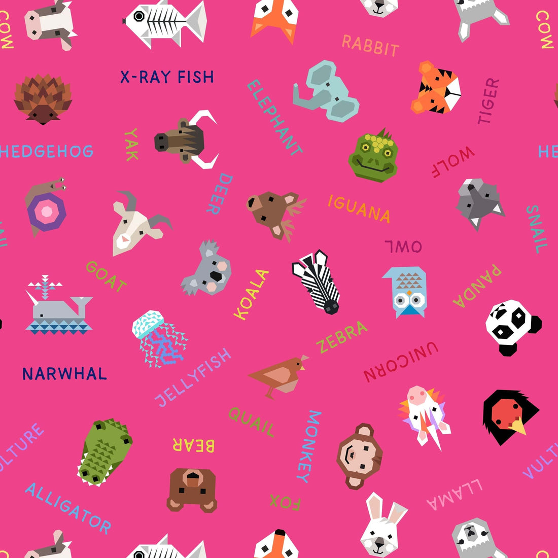 Multi-coloured Animals Lewis and Irene Fabric Lewis & Irene Animal Alphabet - The Sewing Studio