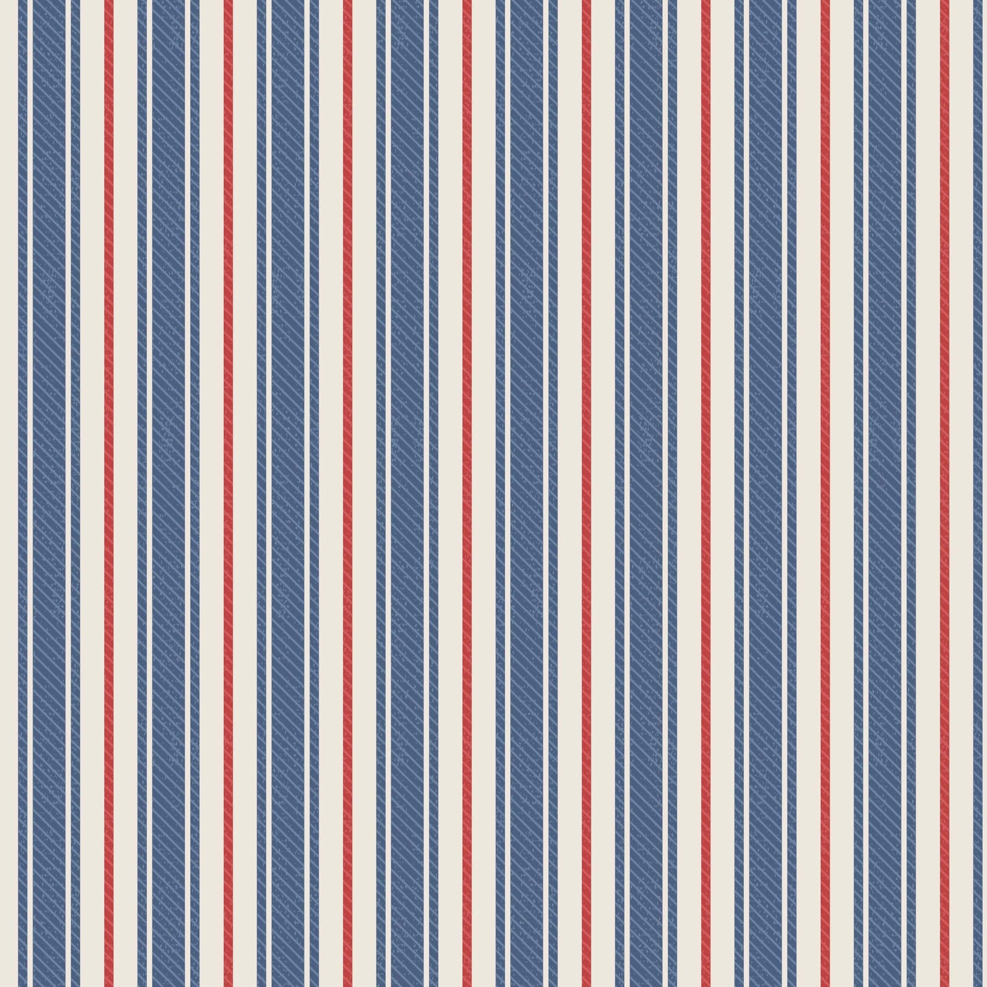 Blue Stripes Lewis and Irene Fabric Lewis & Irene Country Comforts Flannel Fabric - The Sewing Studio