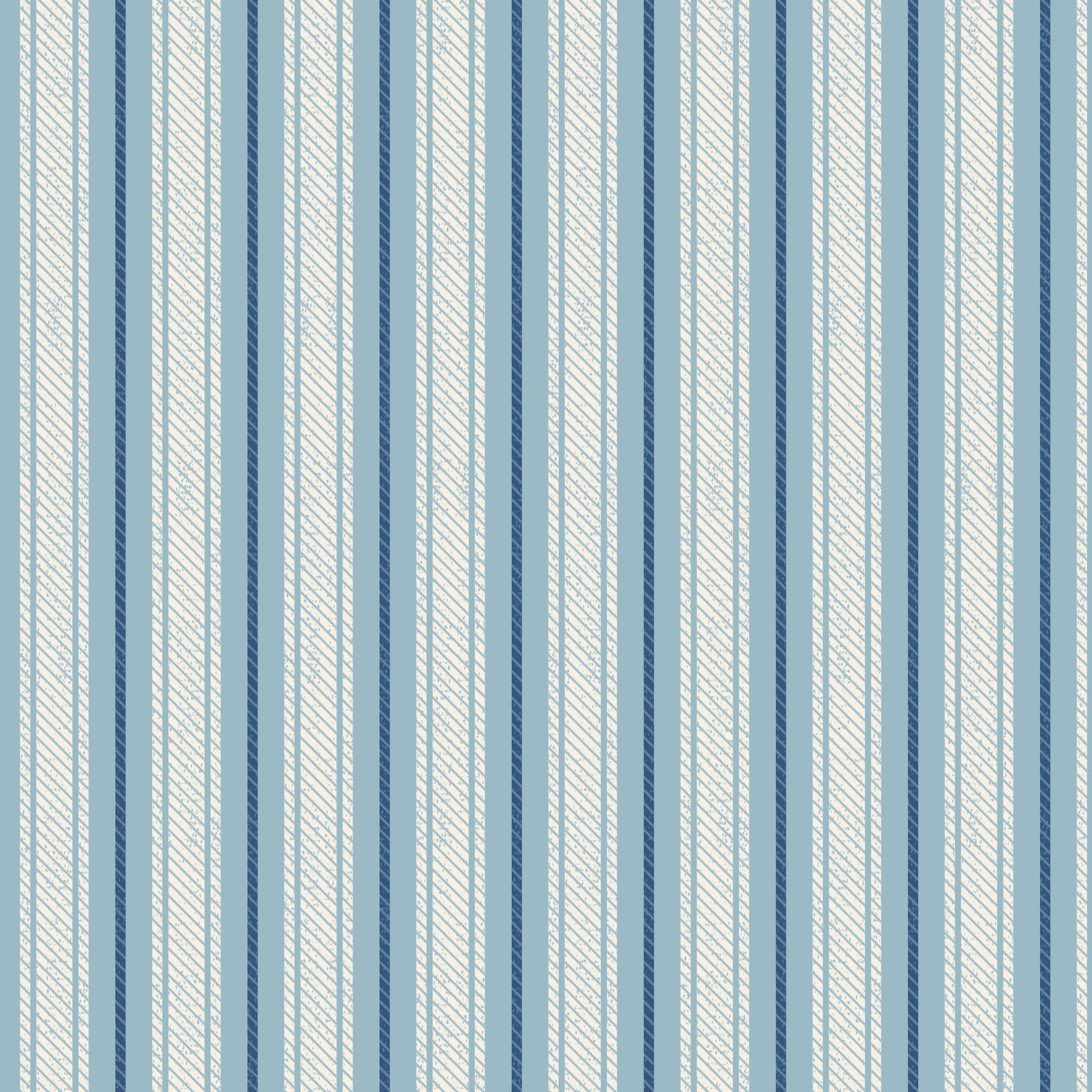 Blue Stripes Lewis and Irene Fabric Lewis & Irene Country Comforts Flannel Fabric - The Sewing Studio