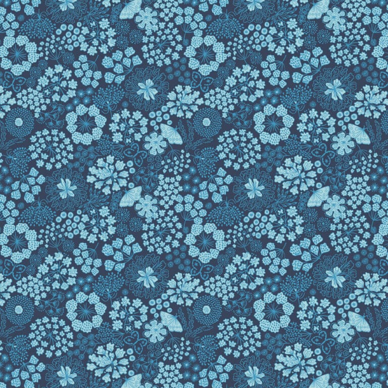 Blue Floral Lewis and Irene Fabric Lewis & Irene Jardin d'Hiver Flannels - The Sewing Studio