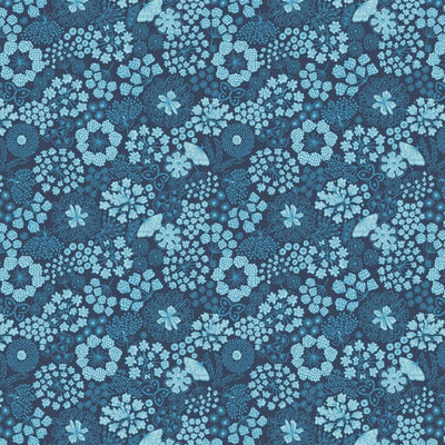Butterfly Floral Dark Blue