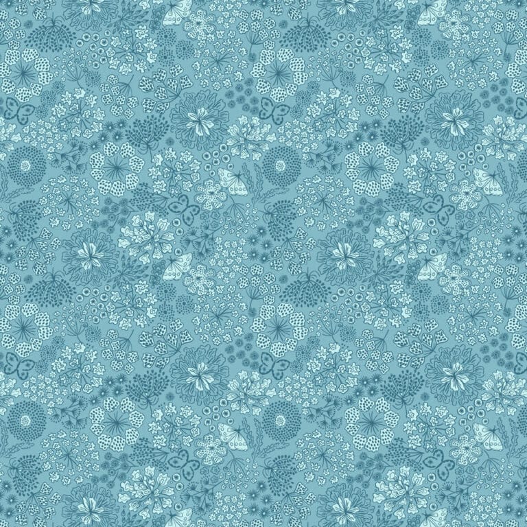 Blue Floral Lewis and Irene Fabric Lewis & Irene Jardin d'Hiver Flannels - The Sewing Studio
