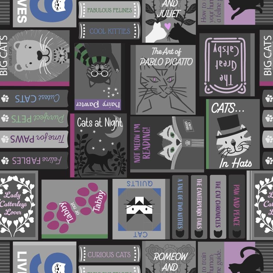 Lewis and Irene Fabric Lewis and Irene The Purrfect Book Club  - The Sewing Studio