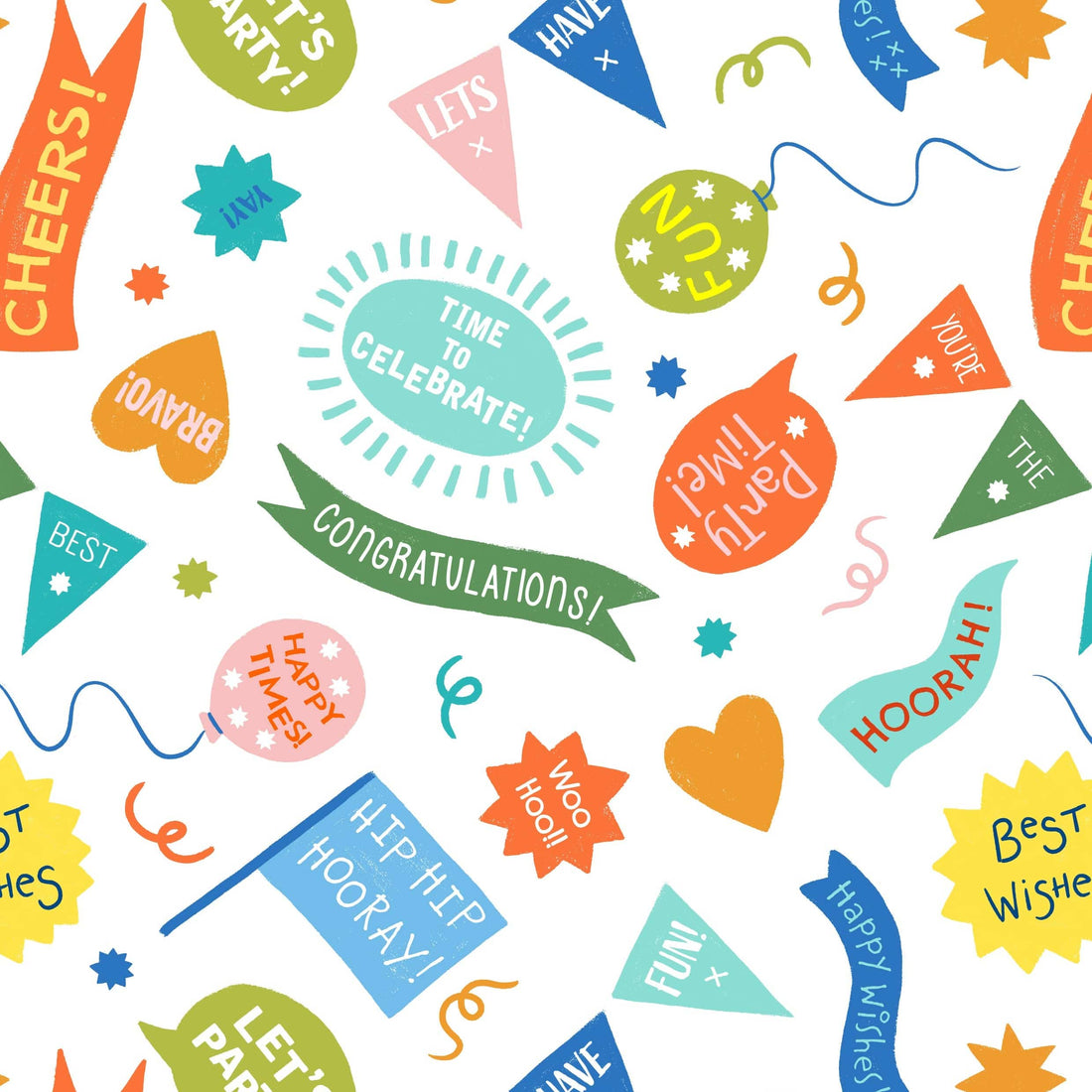 Multi-coloured Novelty Lewis and Irene Fabric Lewis & Irene Small Things Celebrations - The Sewing Studio