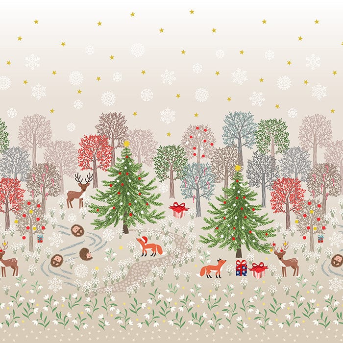Multi-coloured Christmas Lewis and Irene Fabric Lewis & Irene Christmas in Bluebell Wood - The Sewing Studio