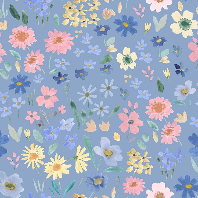 Blue Floral Lewis and Irene Fabric Lewis and Irene Bluebellgray Ally - The Sewing Studio