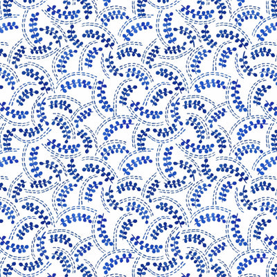 Cream Blue Fronds
