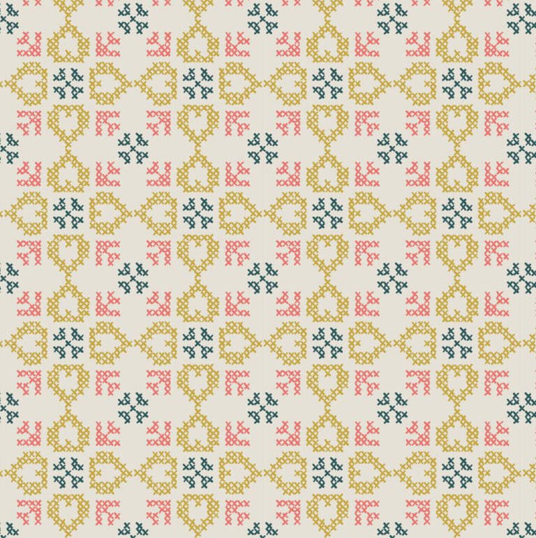 Creams and Naturals Floral Lewis and Irene Fabric Lewis & Irene Folk Floral - The Sewing Studio