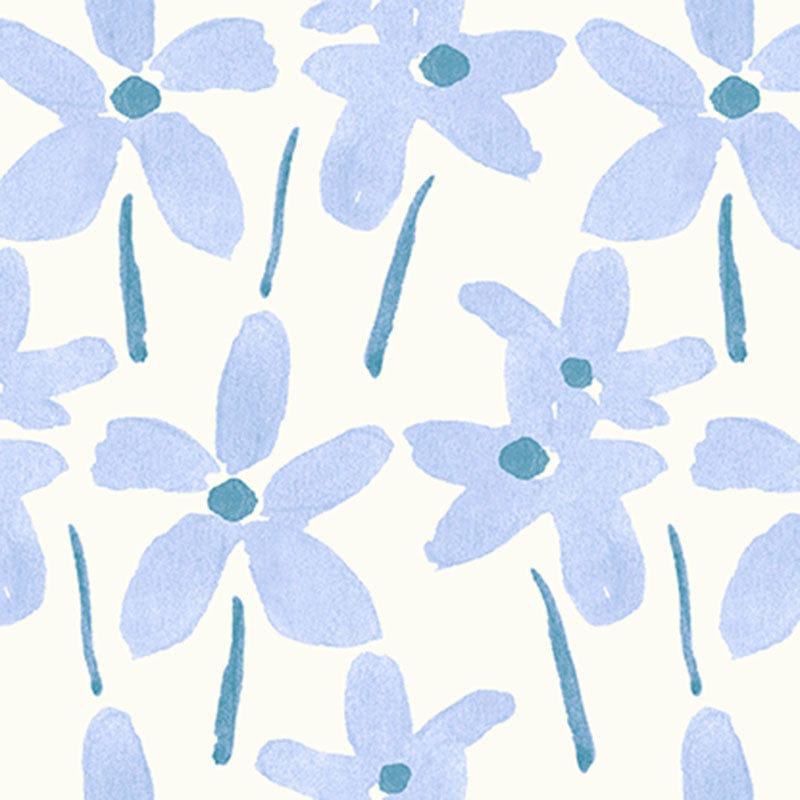 Creams and Naturals, Blue Floral, Large Print Lewis and Irene Fabric Lewis and Irene Bluebellgray Ally - The Sewing Studio