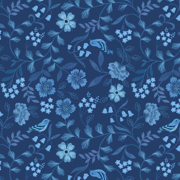 Blue Floral Lewis and Irene Fabric Extra Wide Lewis and Irene Wide Widths - The Sewing Studio