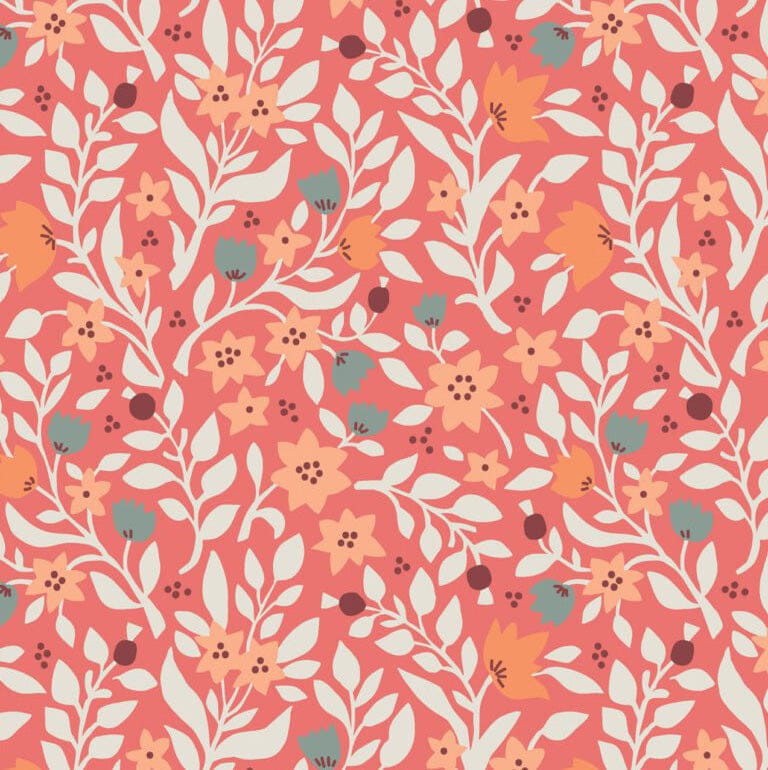 Pink Floral Lewis and Irene Fabric Lewis & Irene Folk Floral - The Sewing Studio