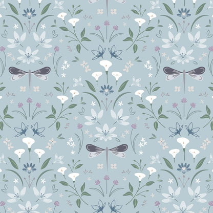 Blue Insects, Foliage Lewis and Irene Fabric Lewis & Irene The Water Gardens - The Sewing Studio