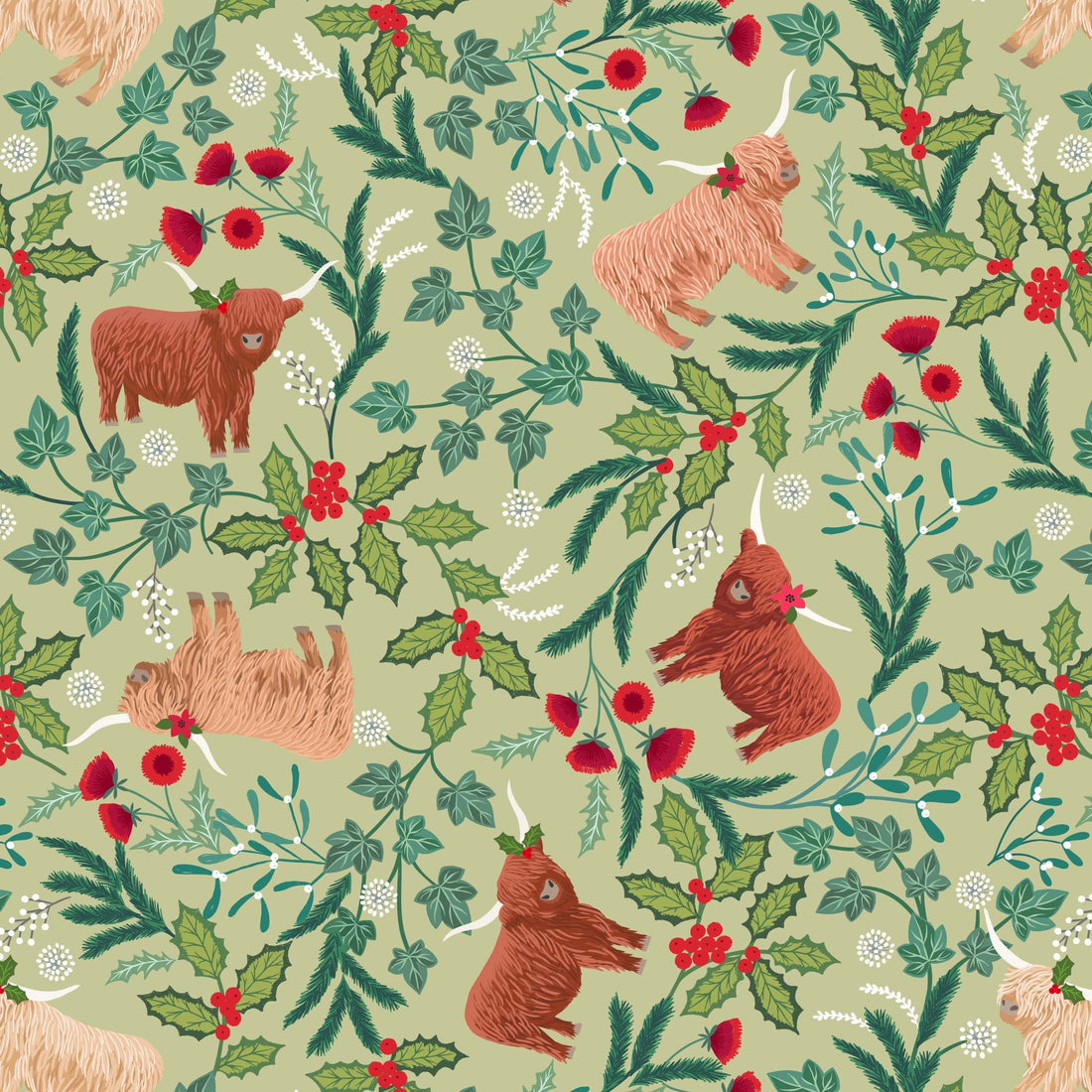 Multi-coloured Christmas Lewis and Irene Fabric Lewis & Irene Celtic Christmas Fabric - The Sewing Studio
