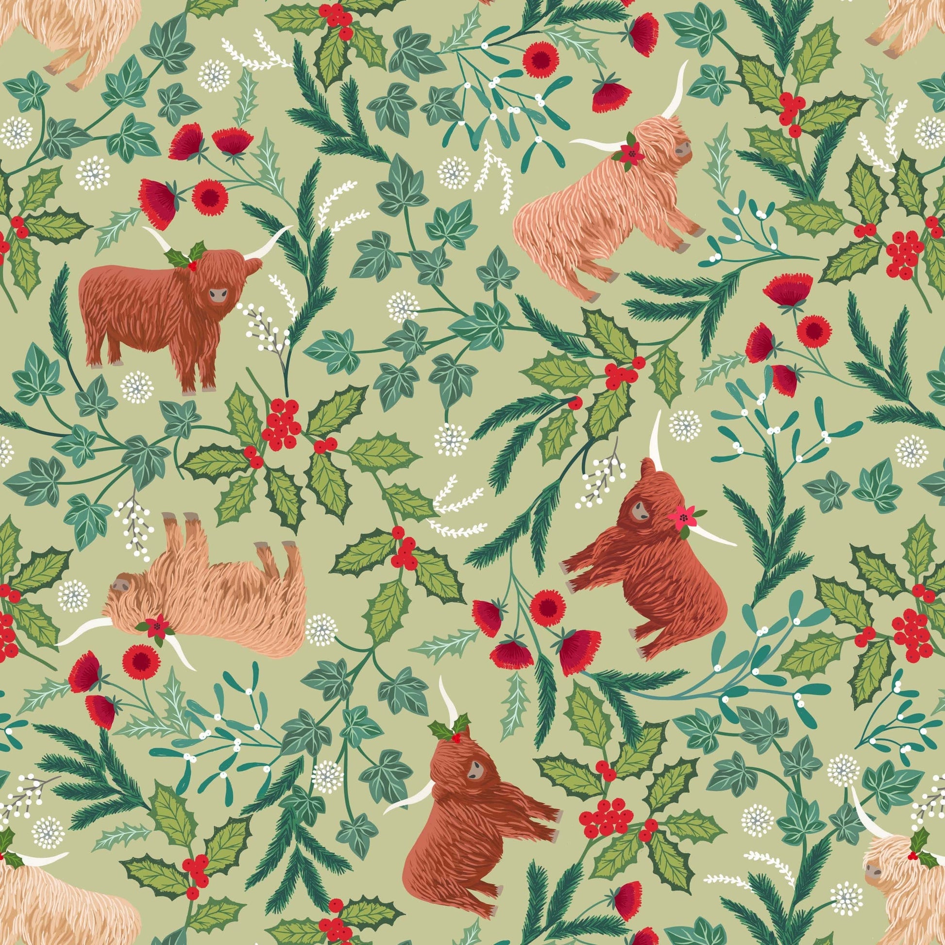 Multi-coloured Christmas Lewis and Irene Fabric Lewis & Irene Celtic Christmas Fabric - The Sewing Studio
