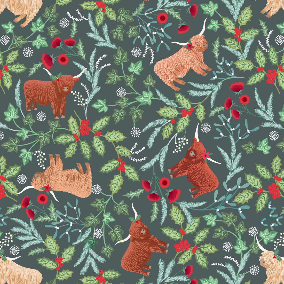 Multi-coloured Christmas Lewis and Irene Fabric Lewis & Irene Celtic Christmas Fabric - The Sewing Studio