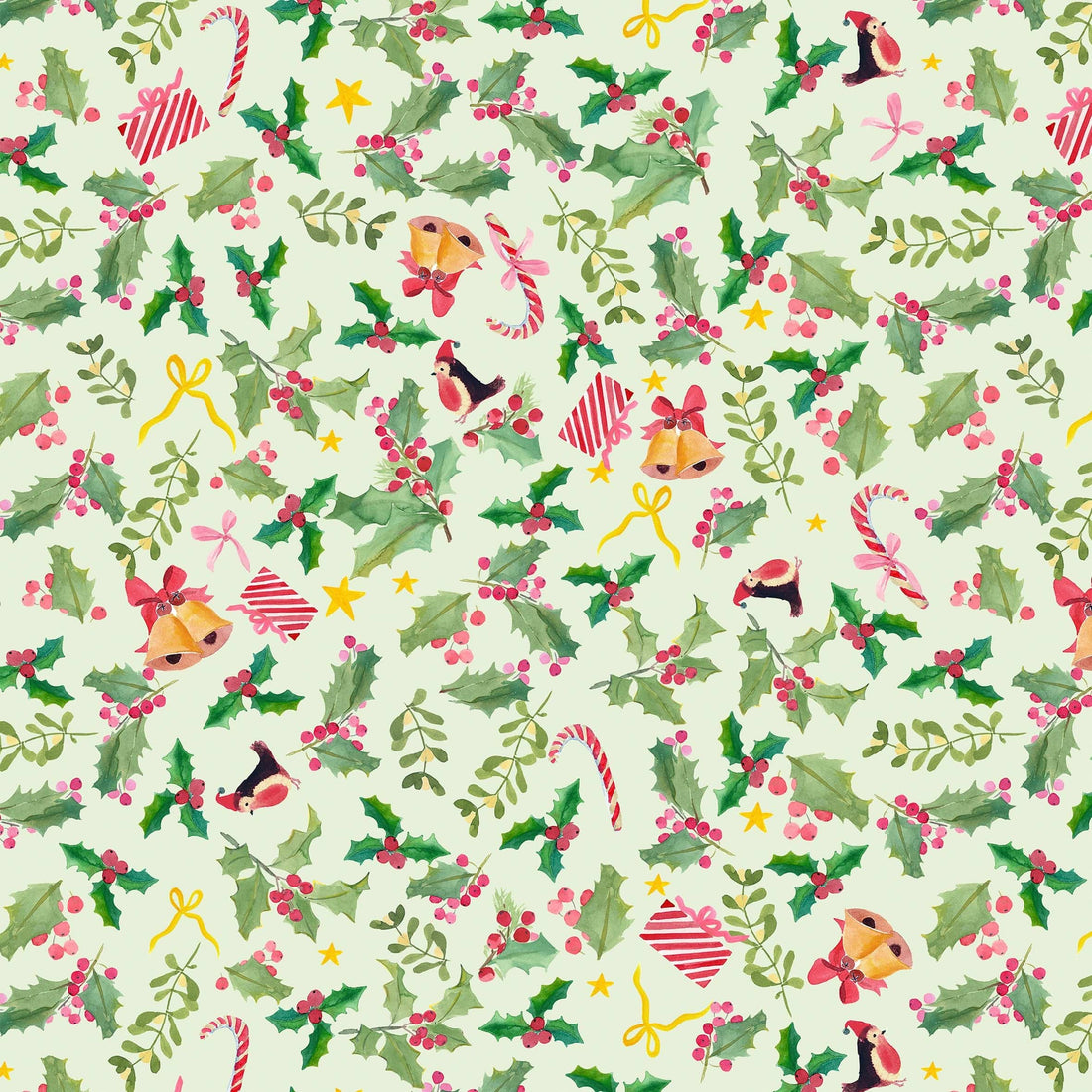 Multi-coloured Christmas Lewis and Irene Fabric Lewis & Irene Merry Happy Christmas - The Sewing Studio