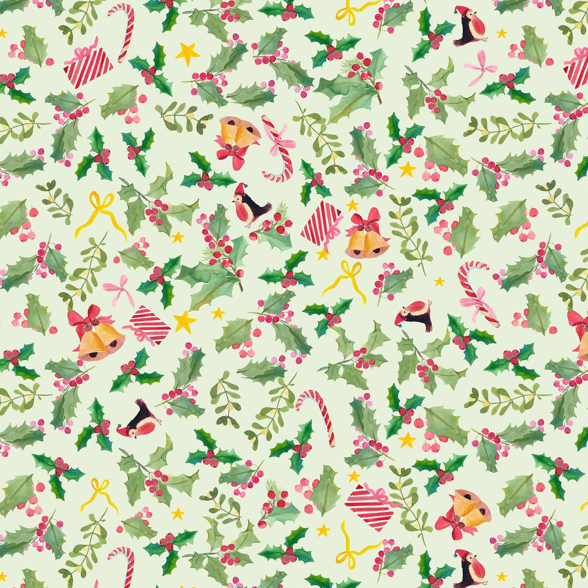 Multi-coloured Christmas Lewis and Irene Fabric Lewis & Irene Merry Happy Christmas - The Sewing Studio