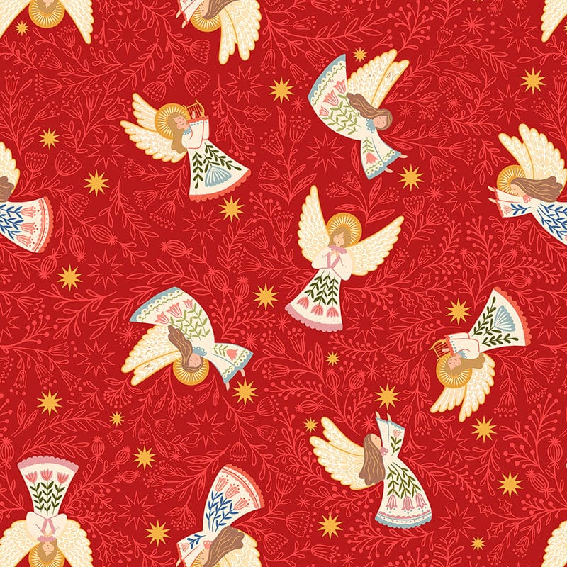 Red Christmas, Large Print, Metallic Lewis and Irene Fabric Lewis and Irene Peace and Joy - The Sewing Studio