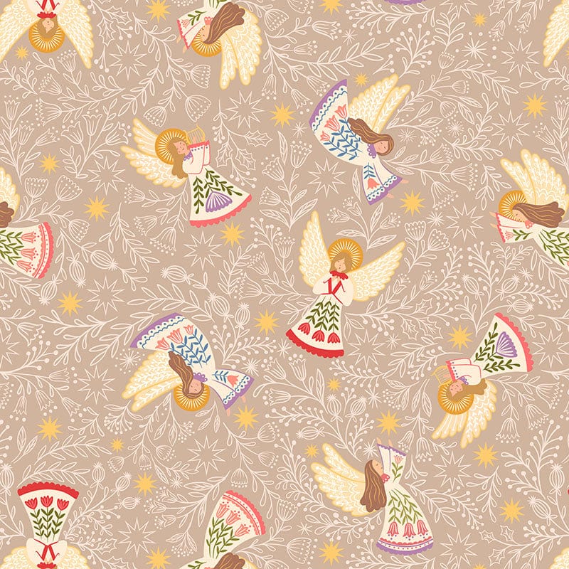 Brown Christmas, Large Print, Metallic Lewis and Irene Fabric Lewis and Irene Peace and Joy - The Sewing Studio