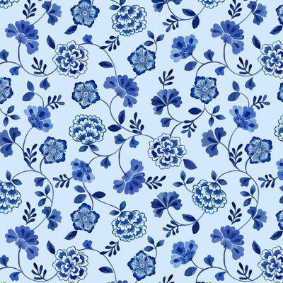 Inky Floral Trails Blue