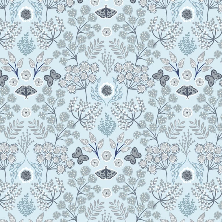 Blue Floral Lewis and Irene Fabric Lewis & Irene Jardin d'Hiver Flannels - The Sewing Studio