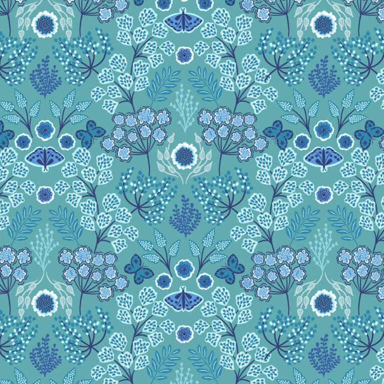 Blue Floral Lewis and Irene Fabric Lewis & Irene Jardin d'Hiver Flannels - The Sewing Studio
