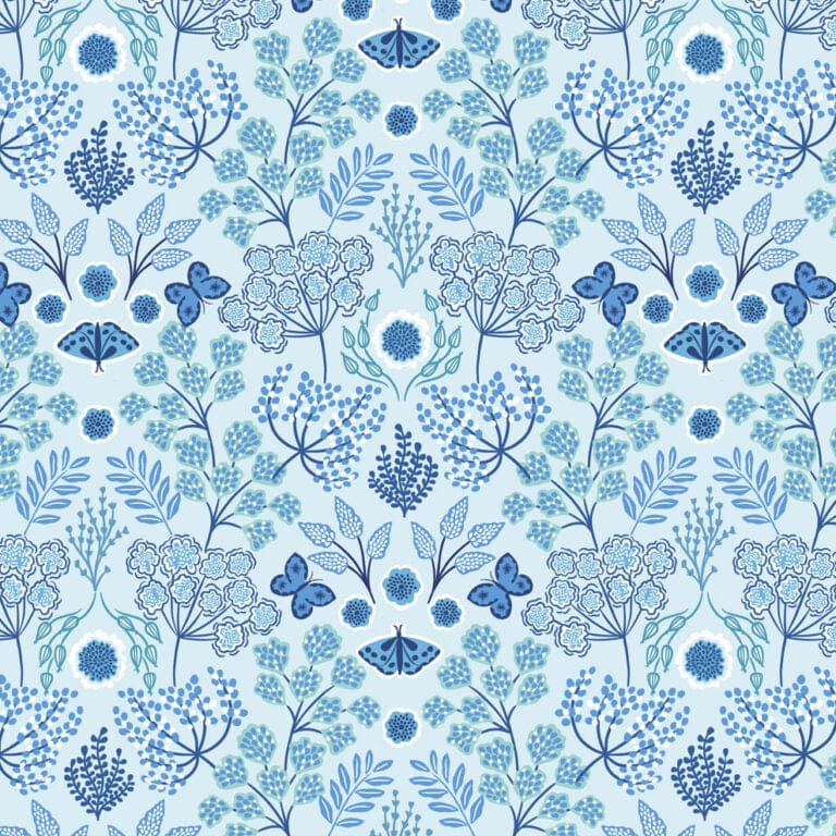 Blue Floral Lewis and Irene Fabric Lewis & Irene Jardin d'Hiver Flannels - The Sewing Studio