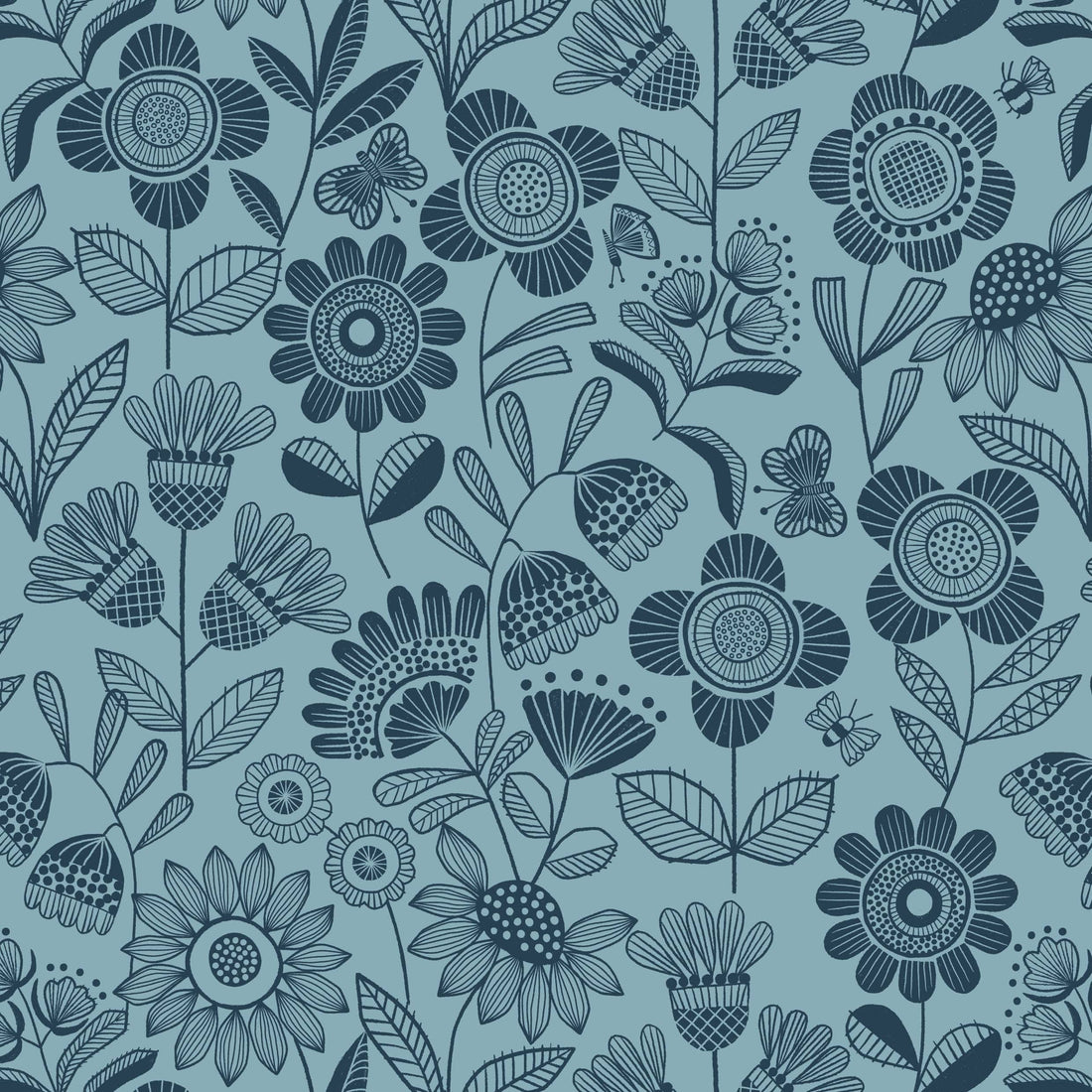 Blue Floral Lewis and Irene Fabric Lewis and Irene Jaynie - The Sewing Studio