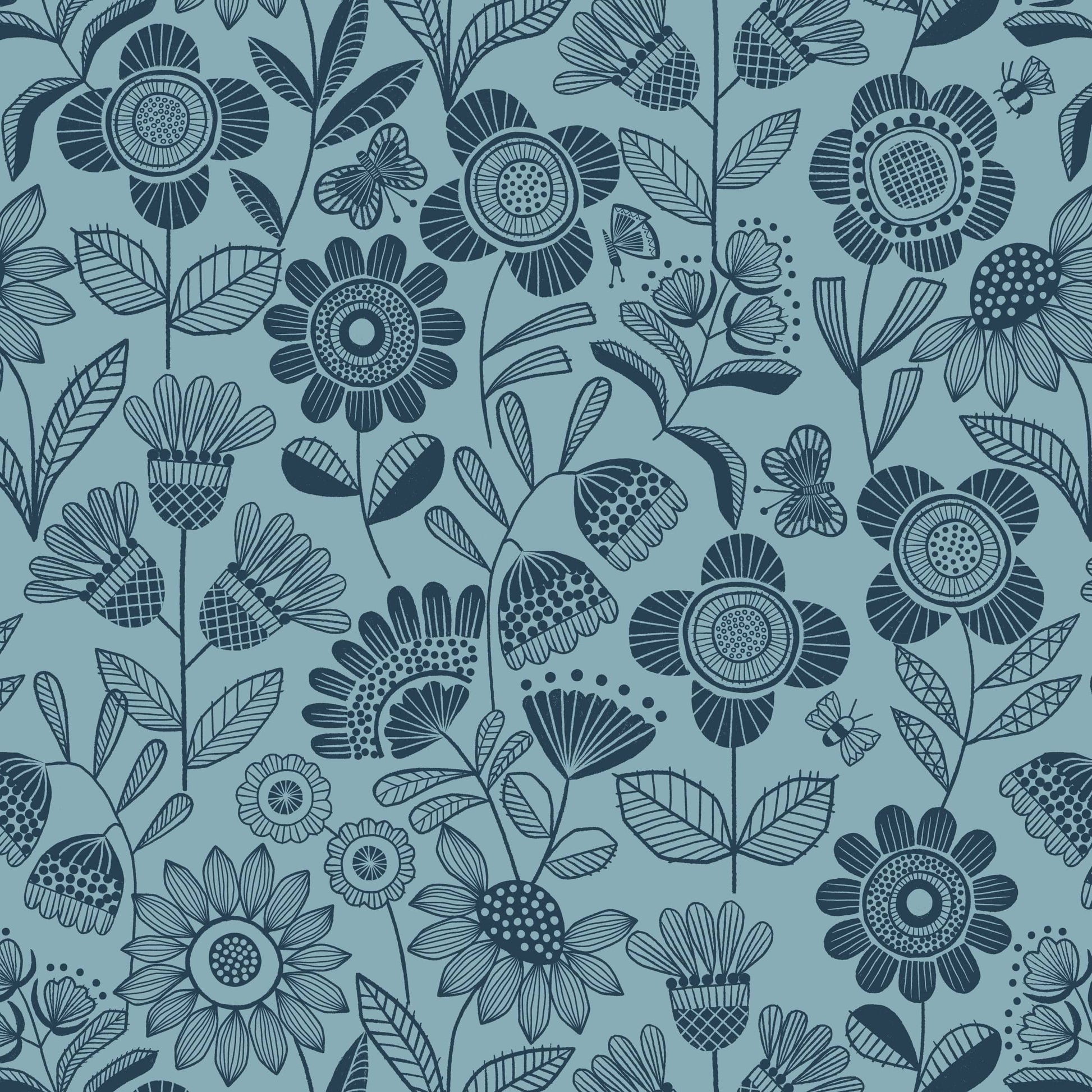 Blue Floral Lewis and Irene Fabric Lewis and Irene Jaynie - The Sewing Studio