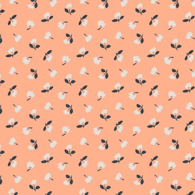 Orange Floral Lewis and Irene Fabric Lewis & Irene Folk Floral - The Sewing Studio