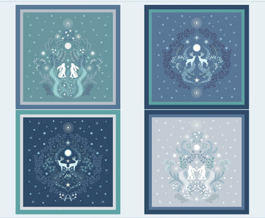 Lewis and Irene Fabric Panels & Labels Lewis and Irene A Winters Moon Pearlescent Fabric Panel  - The Sewing Studio for sale UK - The Sewing Studio