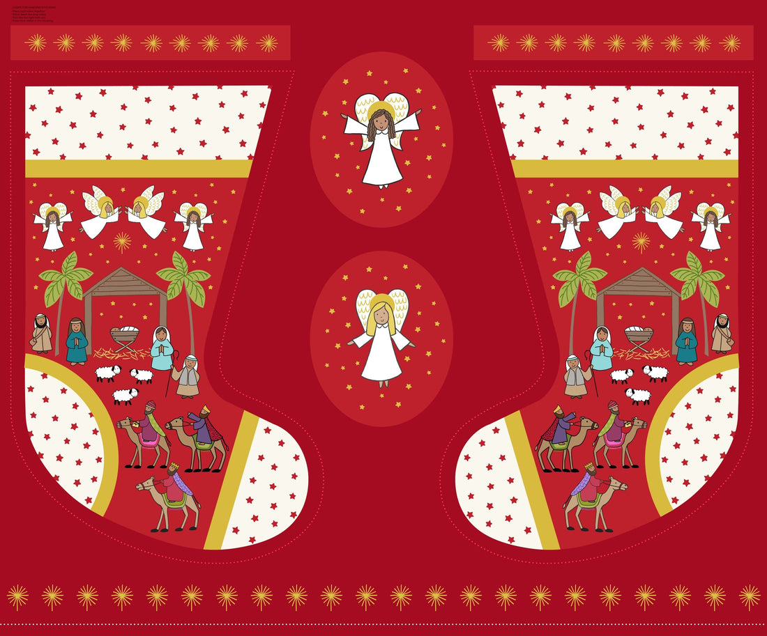 Lewis and Irene Fabric Panels & Labels Lewis and Irene Christmas Fabric Away in a Manger Stocking Panel  - The Sewing Studio
