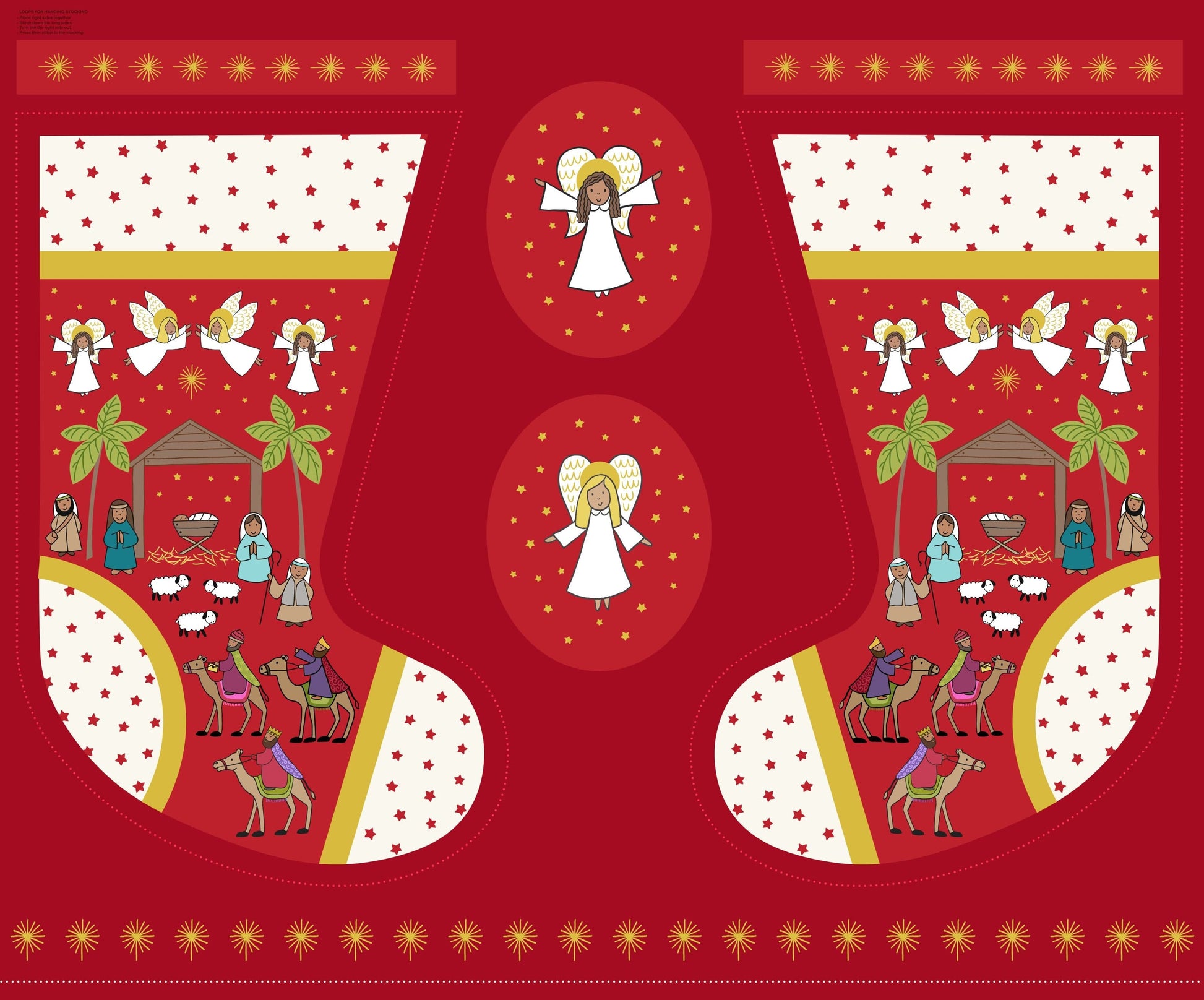 Lewis and Irene Fabric Panels & Labels Lewis and Irene Christmas Fabric Away in a Manger Stocking Panel  - The Sewing Studio