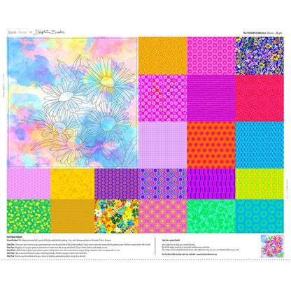 Multi-coloured Floral, Fun and Funky Lewis and Irene Fabric Panels & Labels Lewis And Irene Flower Collection Daisies Bright Fabric Panel DB7 - The Sewing Studio